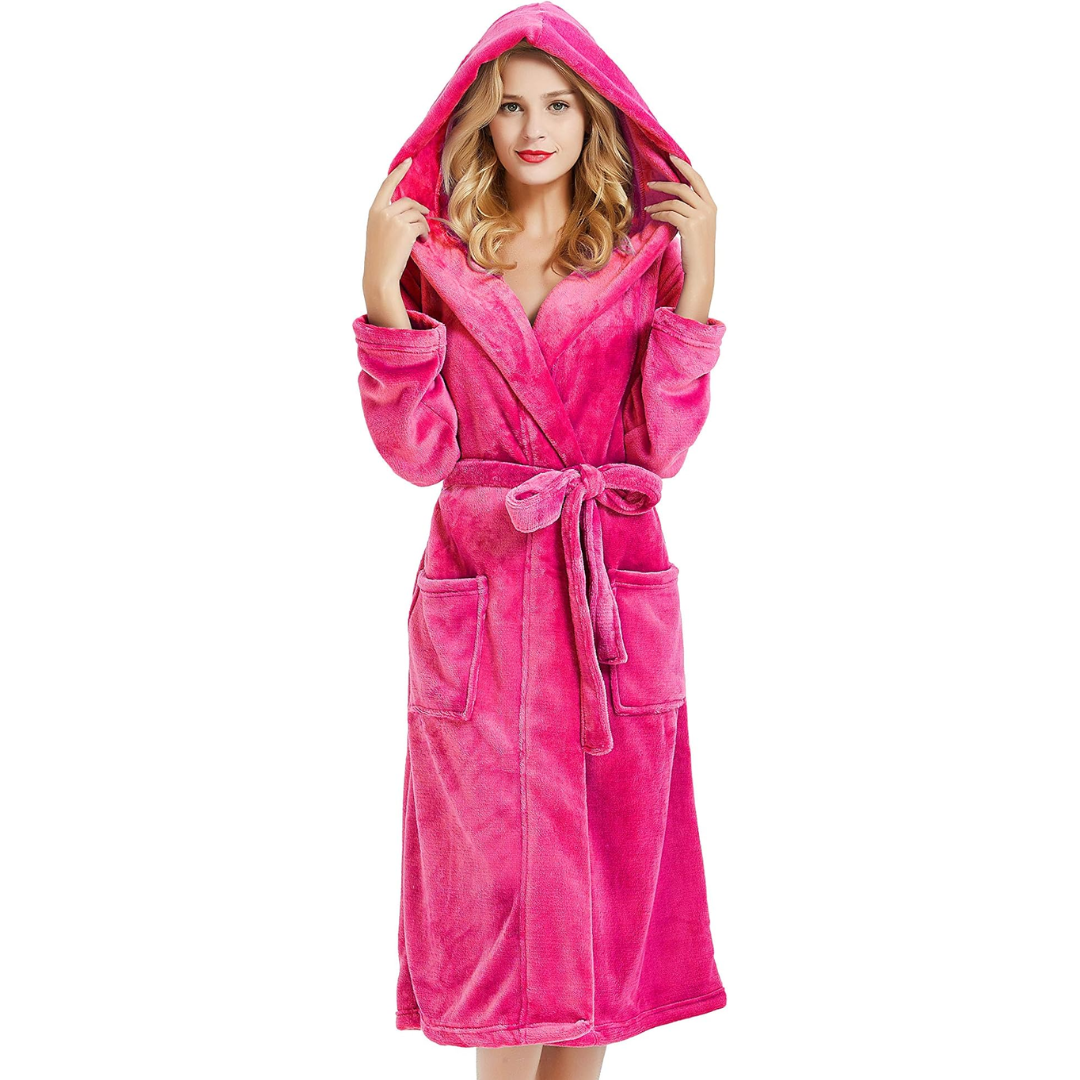 Women's Fleece Bathrobe With Hood