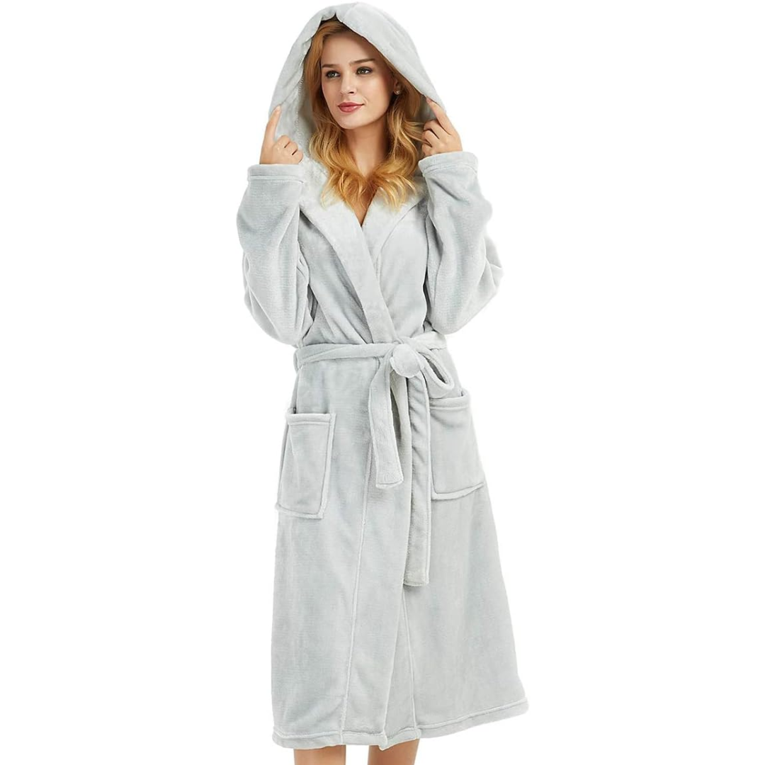 Women's Fleece Bathrobe With Hood