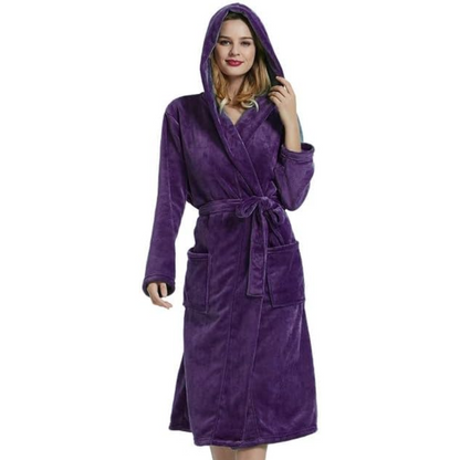 Women's Fleece Bathrobe With Hood