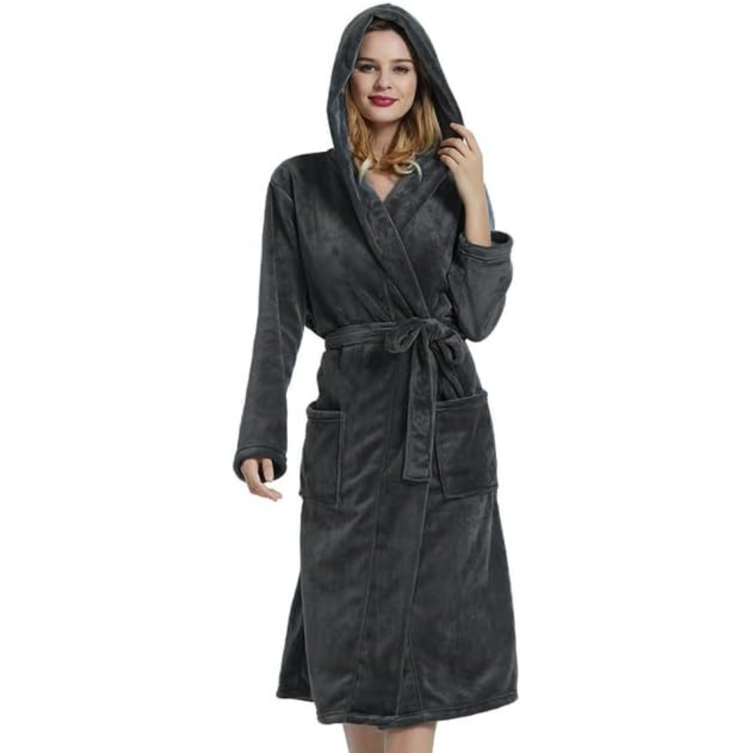 Women's Fleece Bathrobe With Hood