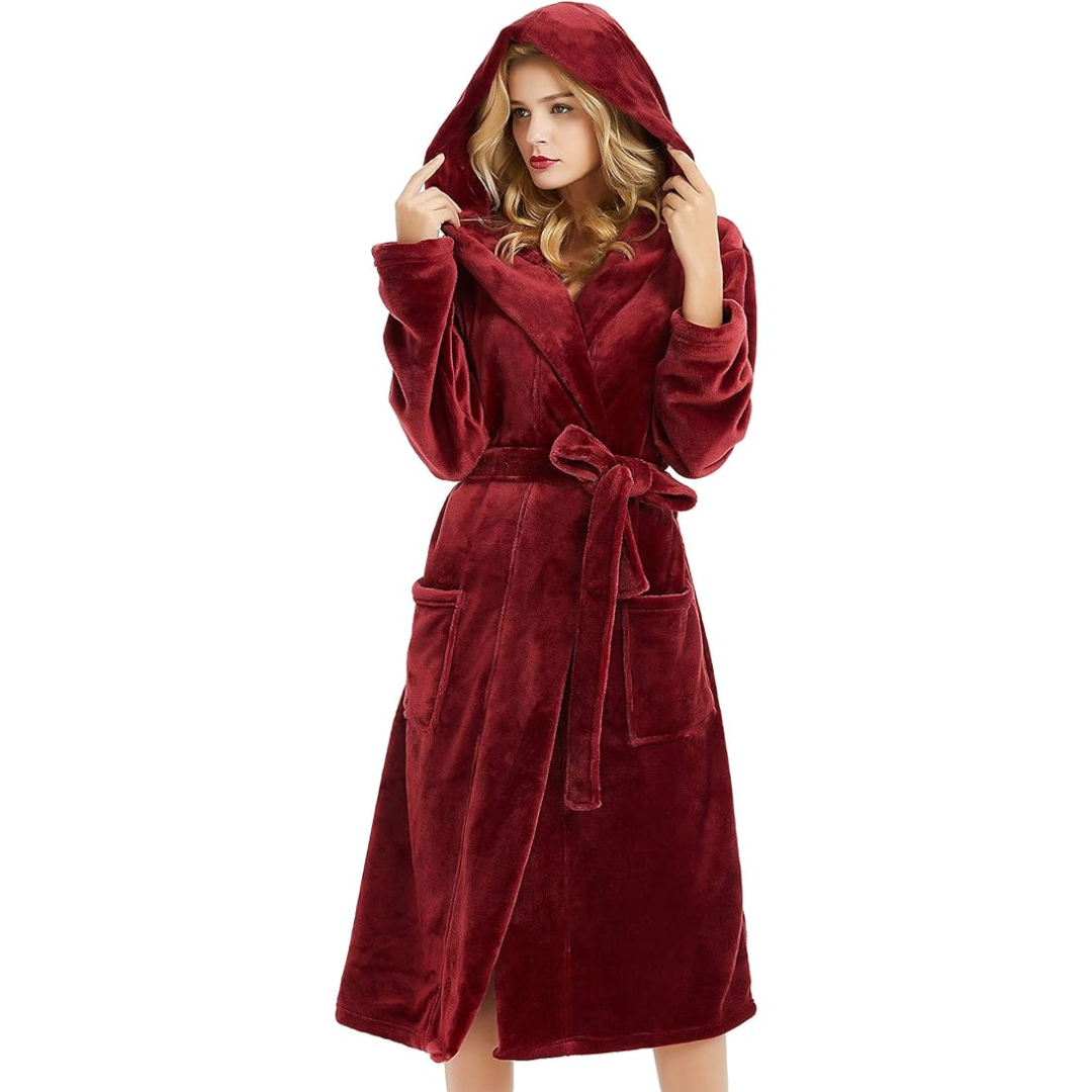 Women's Fleece Bathrobe With Hood