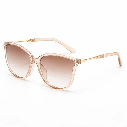 ILYNORA gold cat-eye sunglasses with softly tinted gradient lenses and slim elegant metal frame