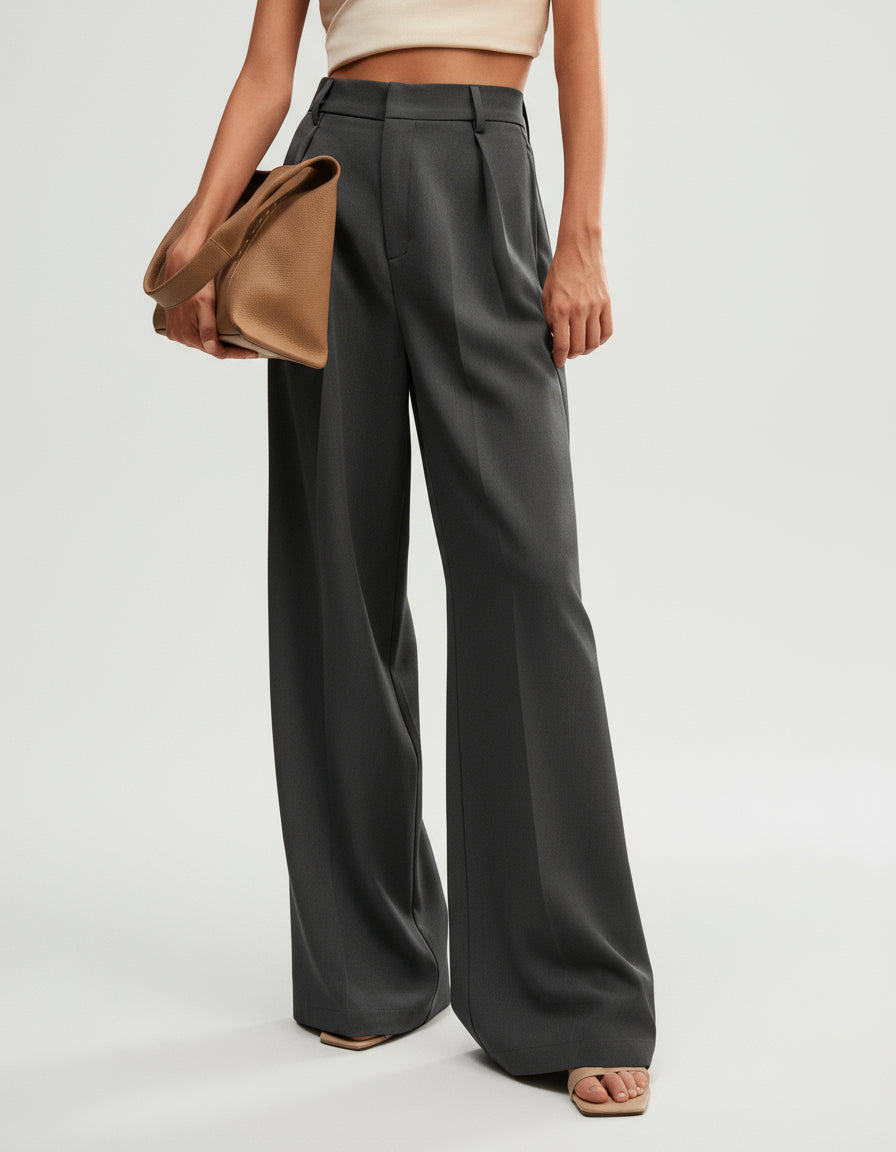 Women's High Waist Wide Leg Tailored Trousers