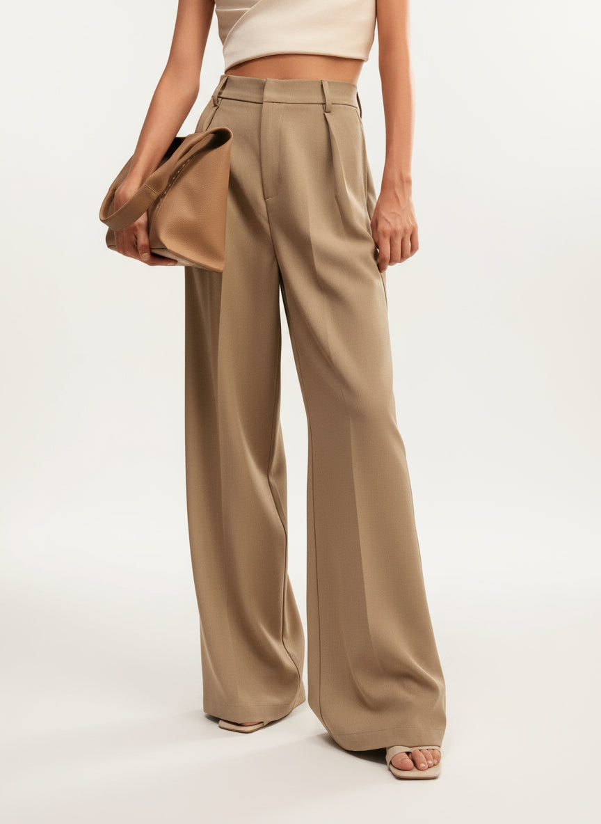Women's High Waist Wide Leg Tailored Trousers
