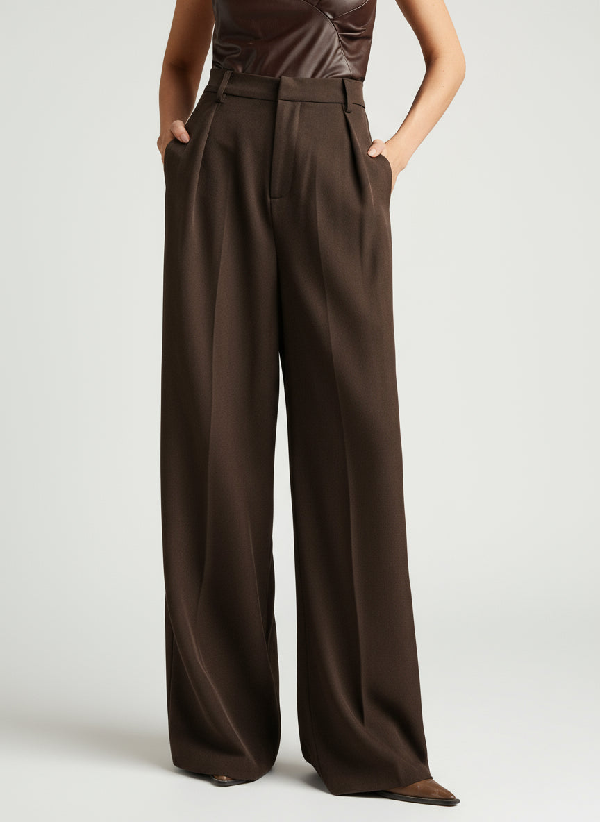 Women's High Waist Wide Leg Tailored Trousers