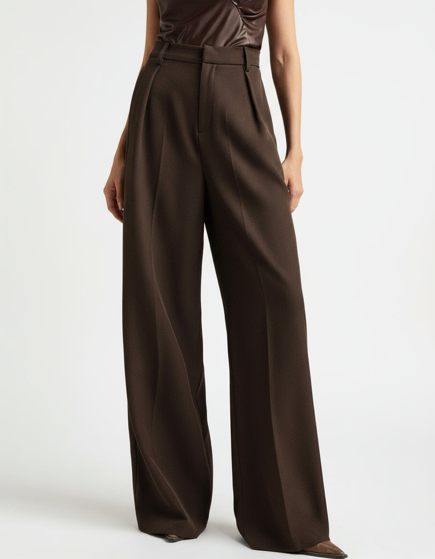 Women's High Waist Wide Leg Tailored Trousers