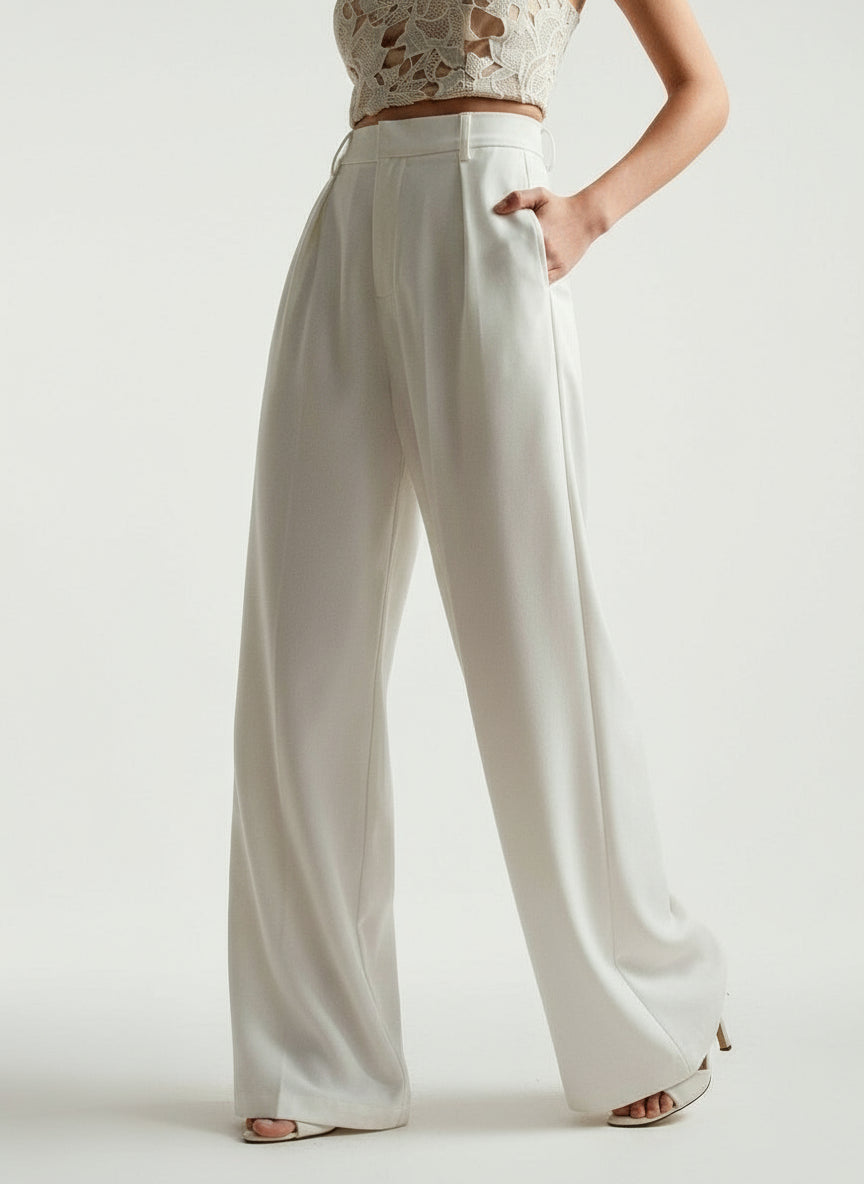 Women's High Waist Wide Leg Tailored Trousers