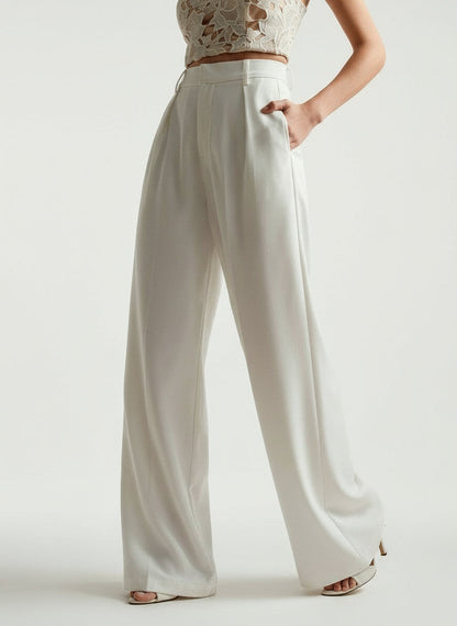 Women's High Waist Wide Leg Tailored Trousers