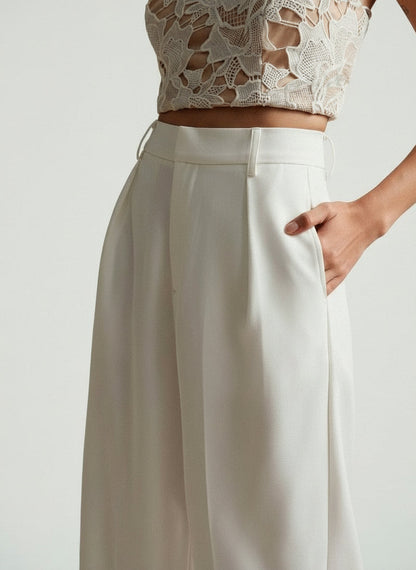 Women's High Waist Wide Leg Tailored Trousers