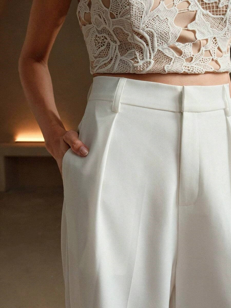 Women's High Waist Wide Leg Tailored Trousers