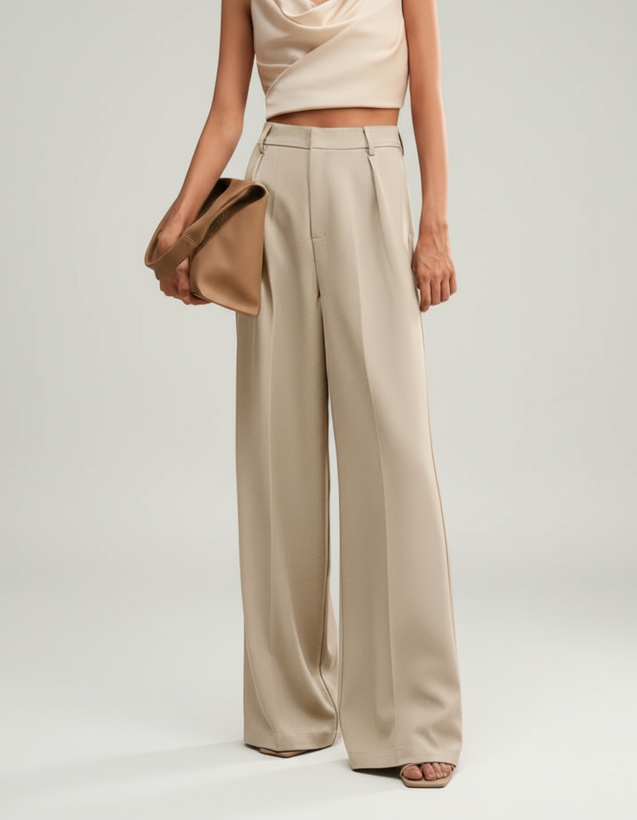 Women's High Waist Wide Leg Tailored Trousers