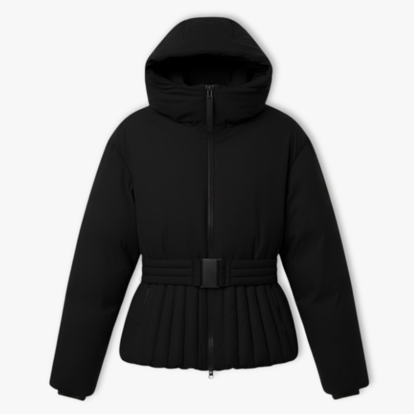Women’s Hooded Belted Peplum Ski Jacket