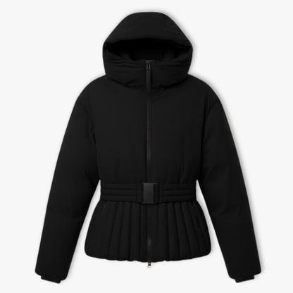 Women’s Hooded Belted Peplum Ski Jacket