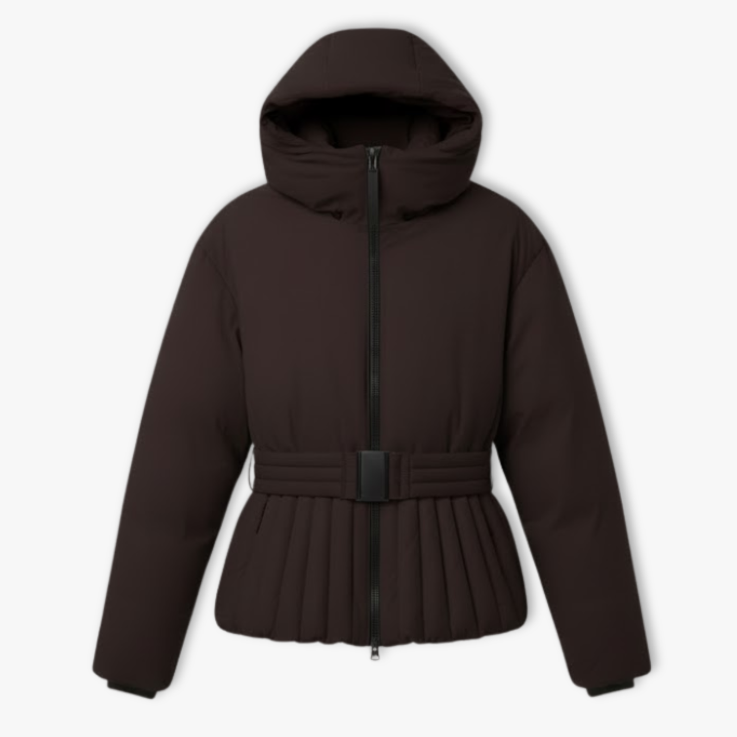 Women’s Hooded Belted Peplum Ski Jacket
