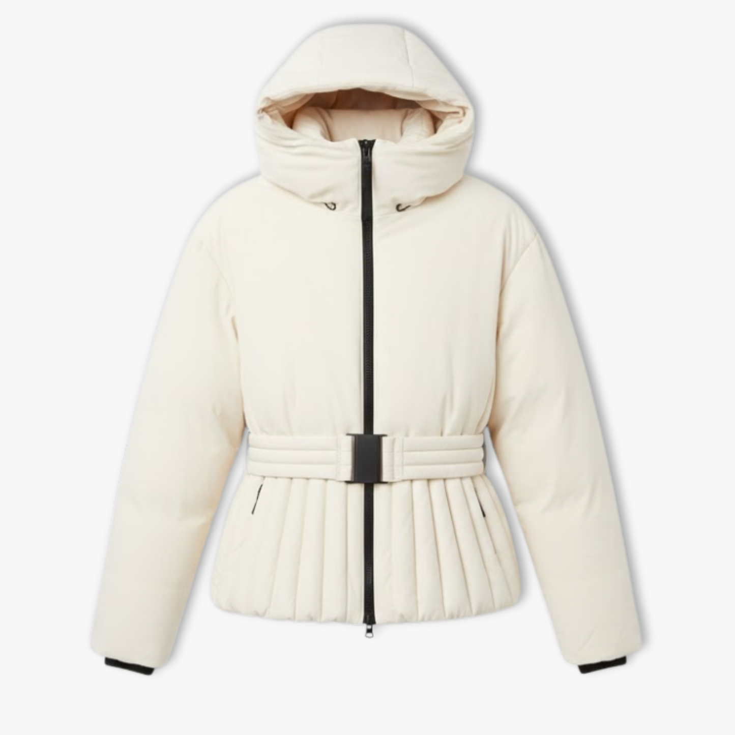 Women’s Hooded Belted Peplum Ski Jacket