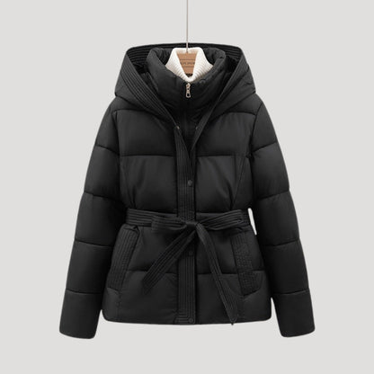Women's Hooded Belted Puffer Winter Jacket