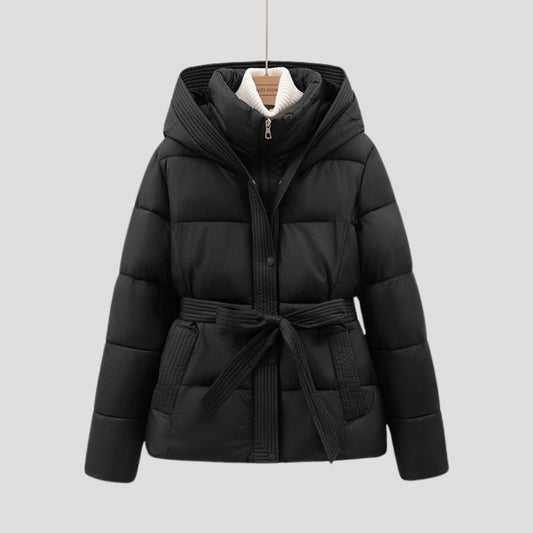 Women's Hooded Belted Puffer Winter Jacket