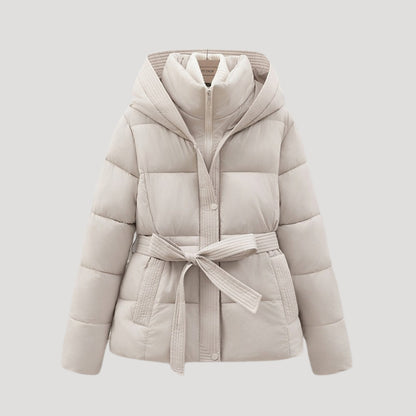 Women's Hooded Belted Puffer Winter Jacket