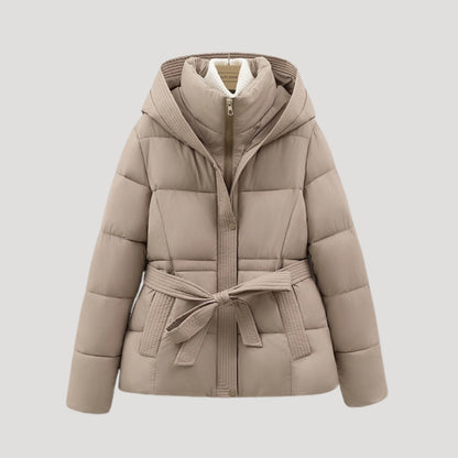 Women's Hooded Belted Puffer Winter Jacket