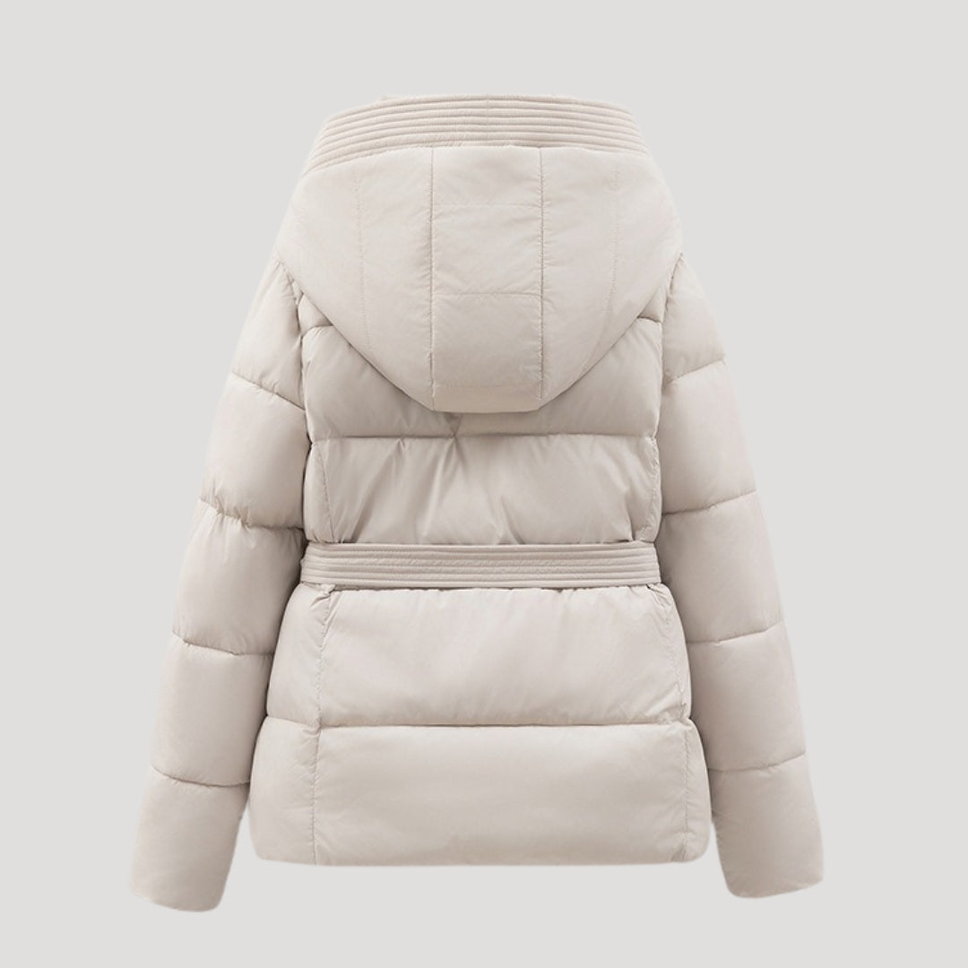 Women's Hooded Belted Puffer Winter Jacket