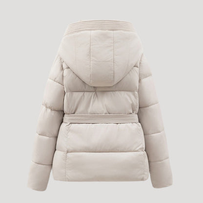 Women's Hooded Belted Puffer Winter Jacket