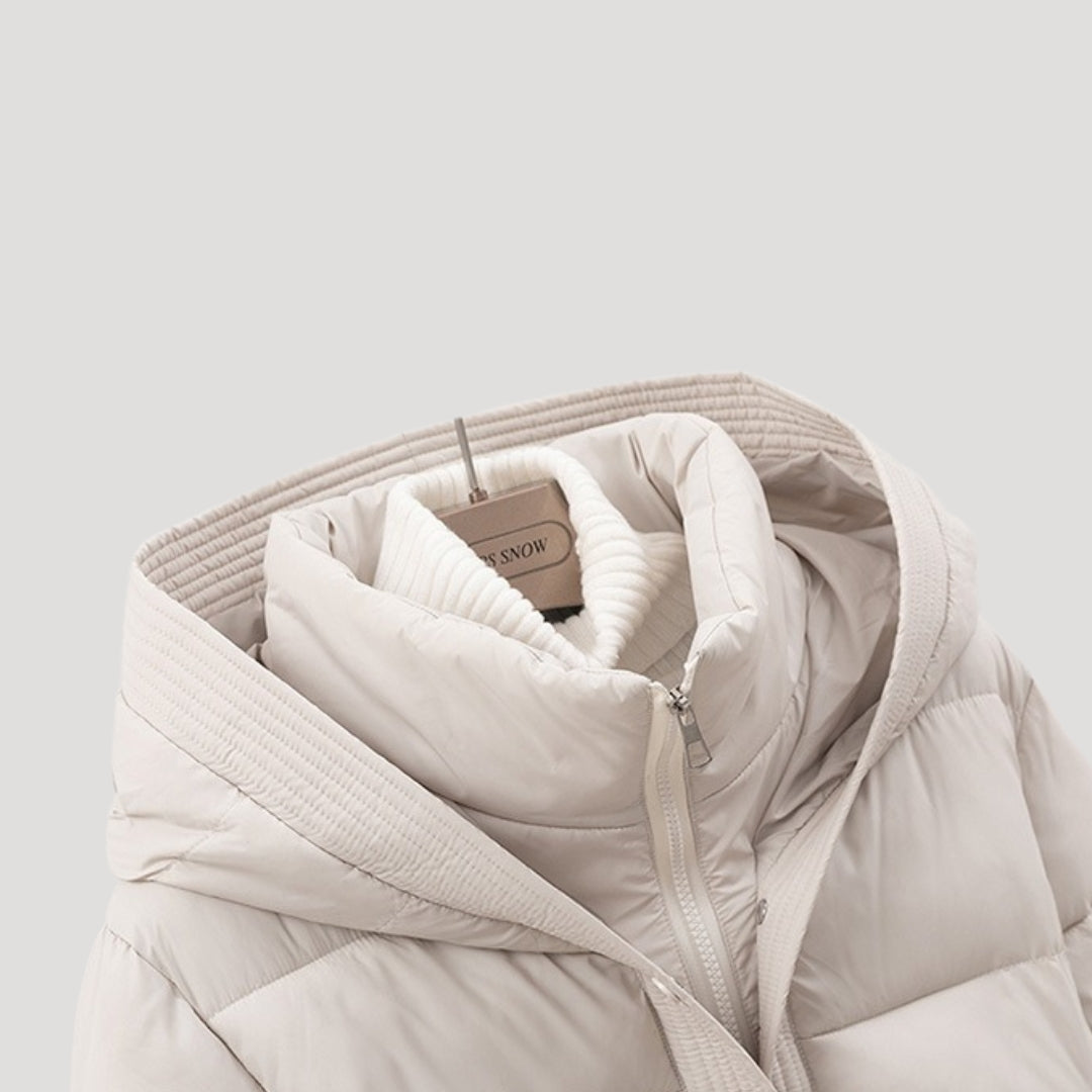 Women's Hooded Belted Puffer Winter Jacket