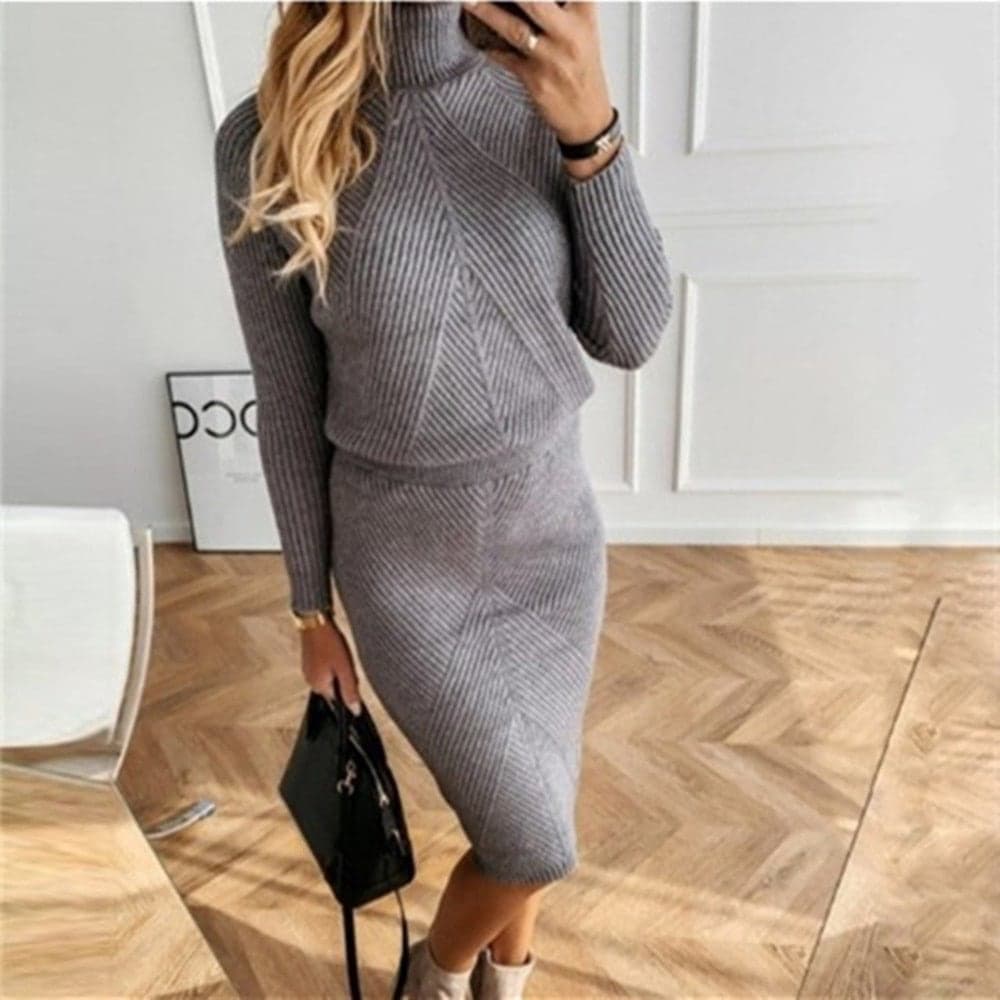 Women's Knitted Sweater & Skirt Set