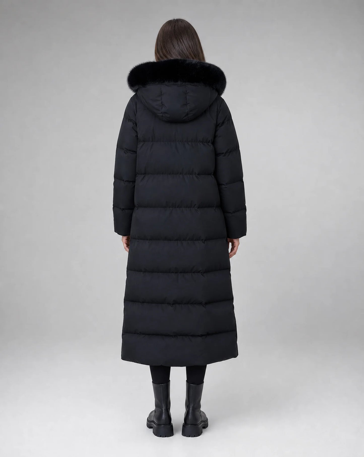 Women’s Long Puffer Coat with Faux Fur Hood