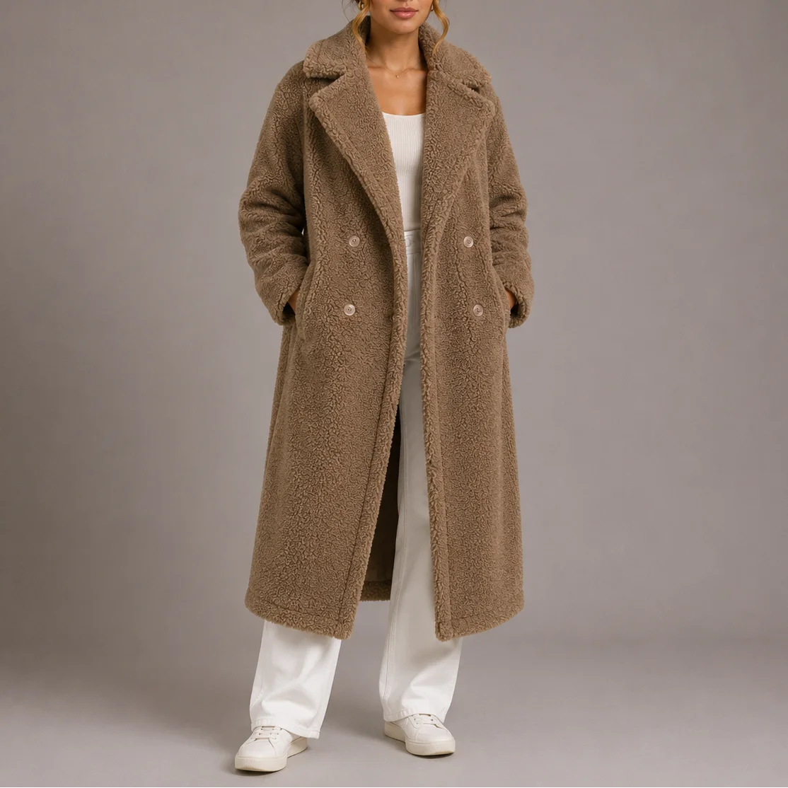 Women's Long Teddy Faux Fur Winter Coat