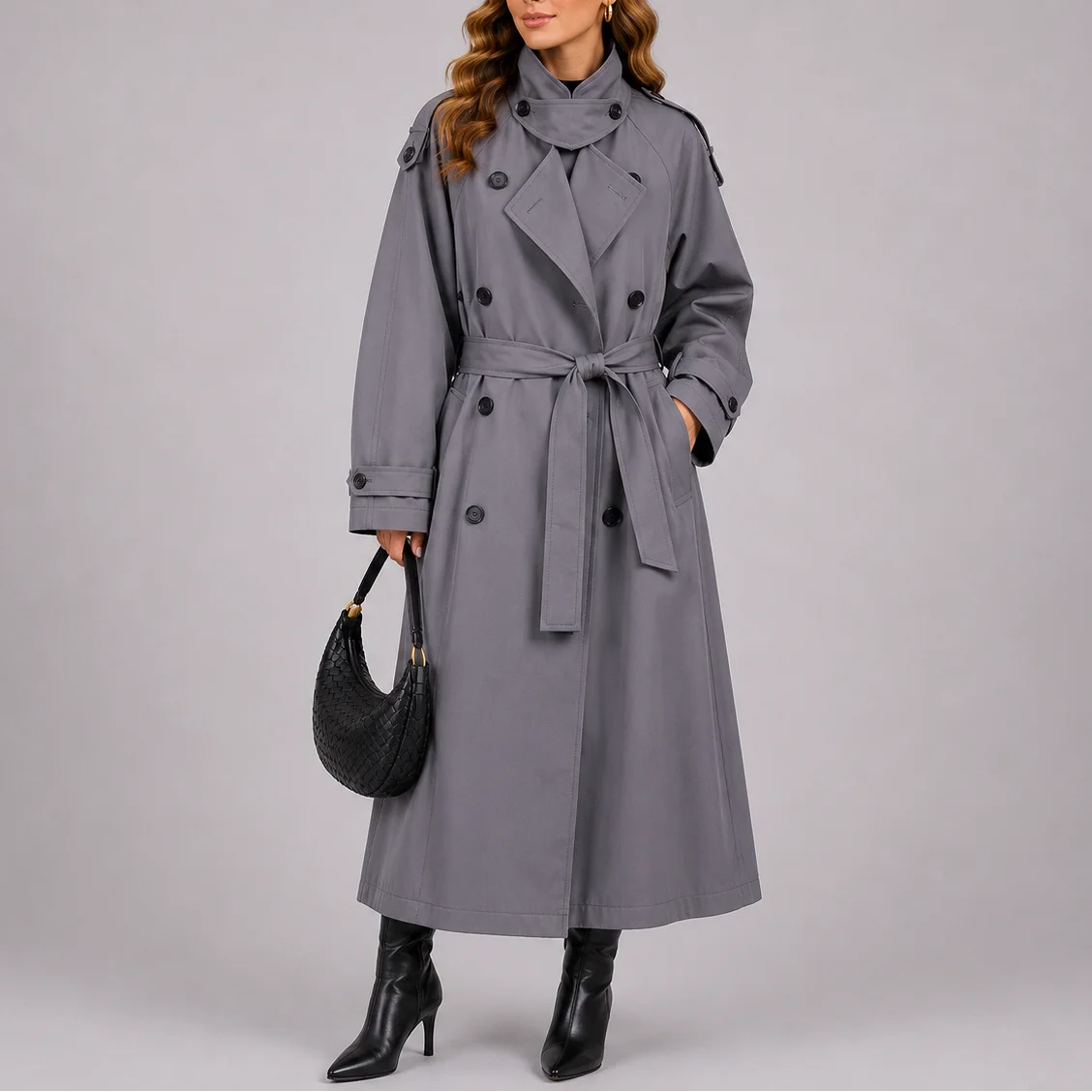 Women's Luxe Double-Breasted Trench Coat