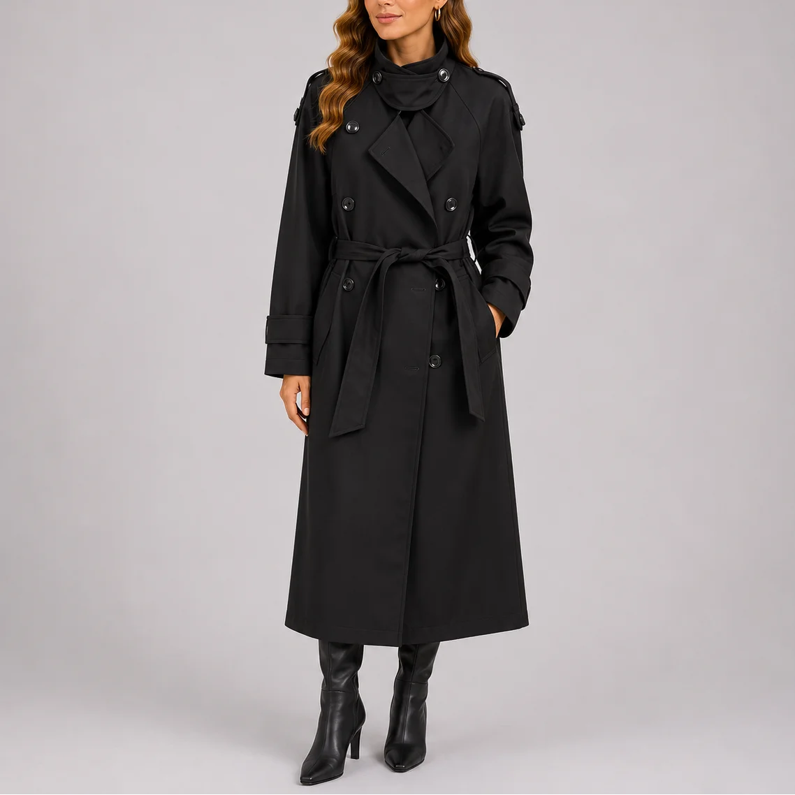 Women's Luxe Double-Breasted Trench Coat