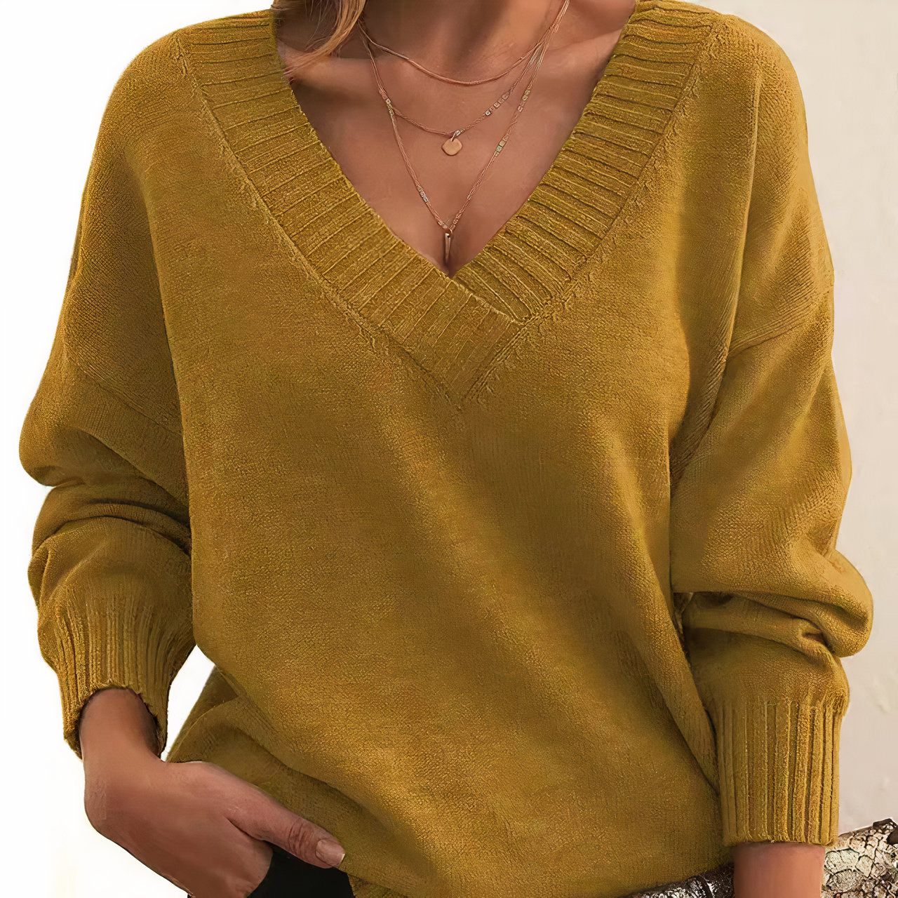 Women's Luxury Soft Knit V Neck Sweater