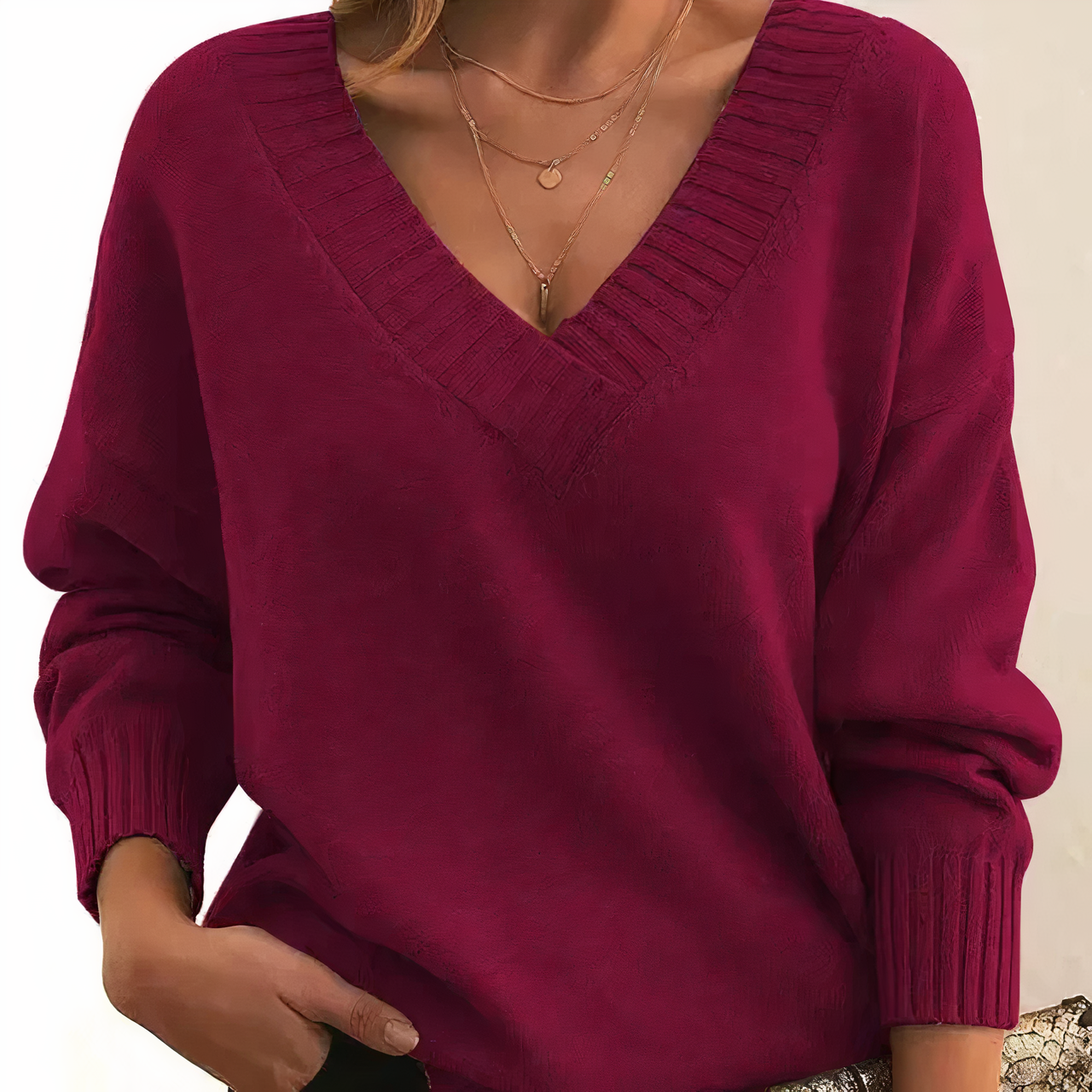 Women's Luxury Soft Knit V Neck Sweater