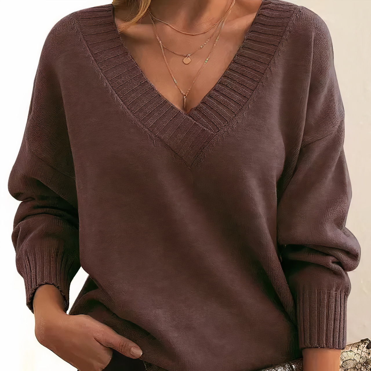 Women's Luxury Soft Knit V Neck Sweater