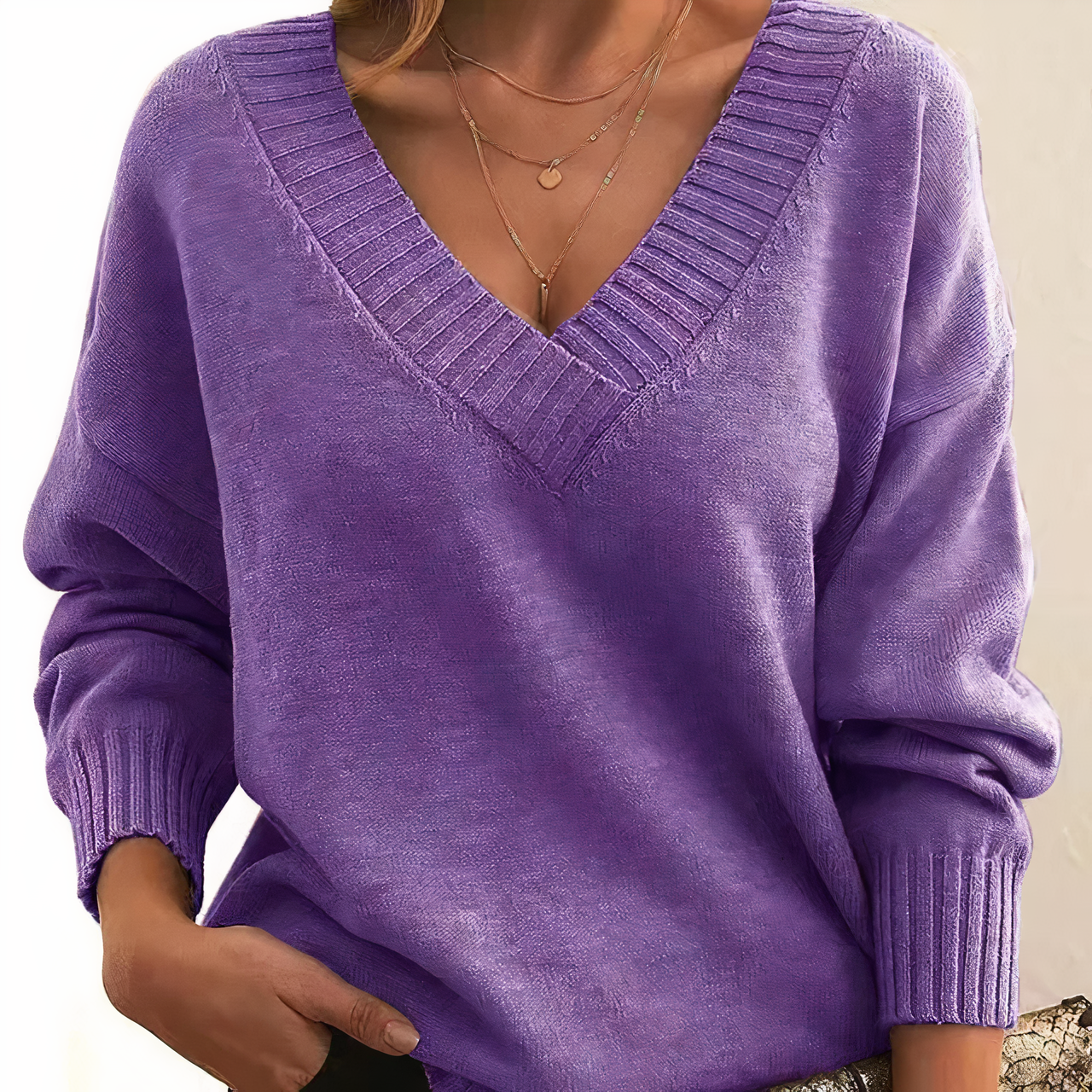 Women's Luxury Soft Knit V Neck Sweater