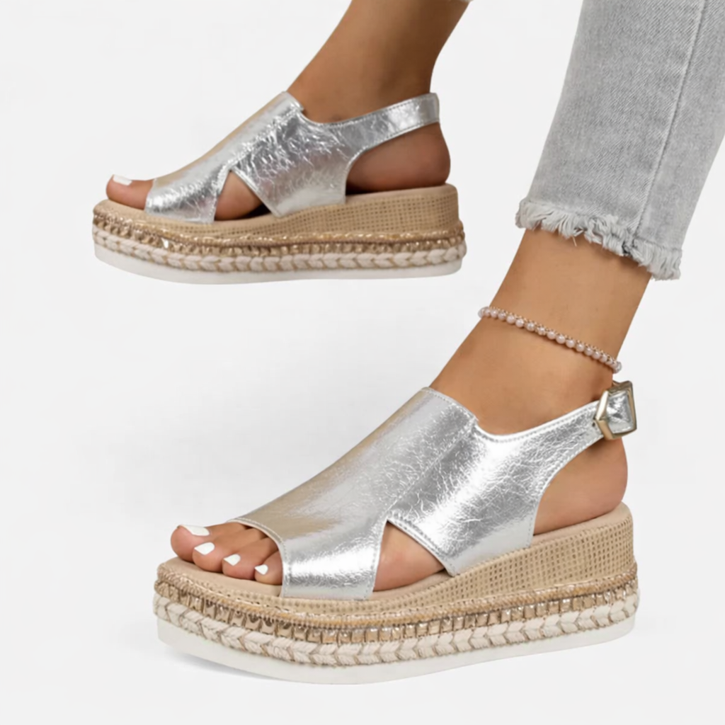 Women’s Metallic Platform Wedge Sandals