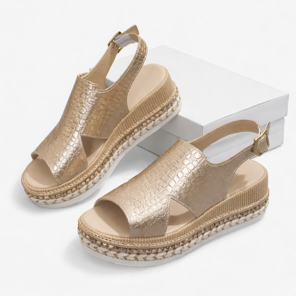 Women’s Metallic Platform Wedge Sandals