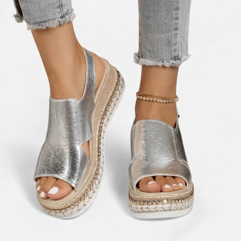 Women’s Metallic Platform Wedge Sandals