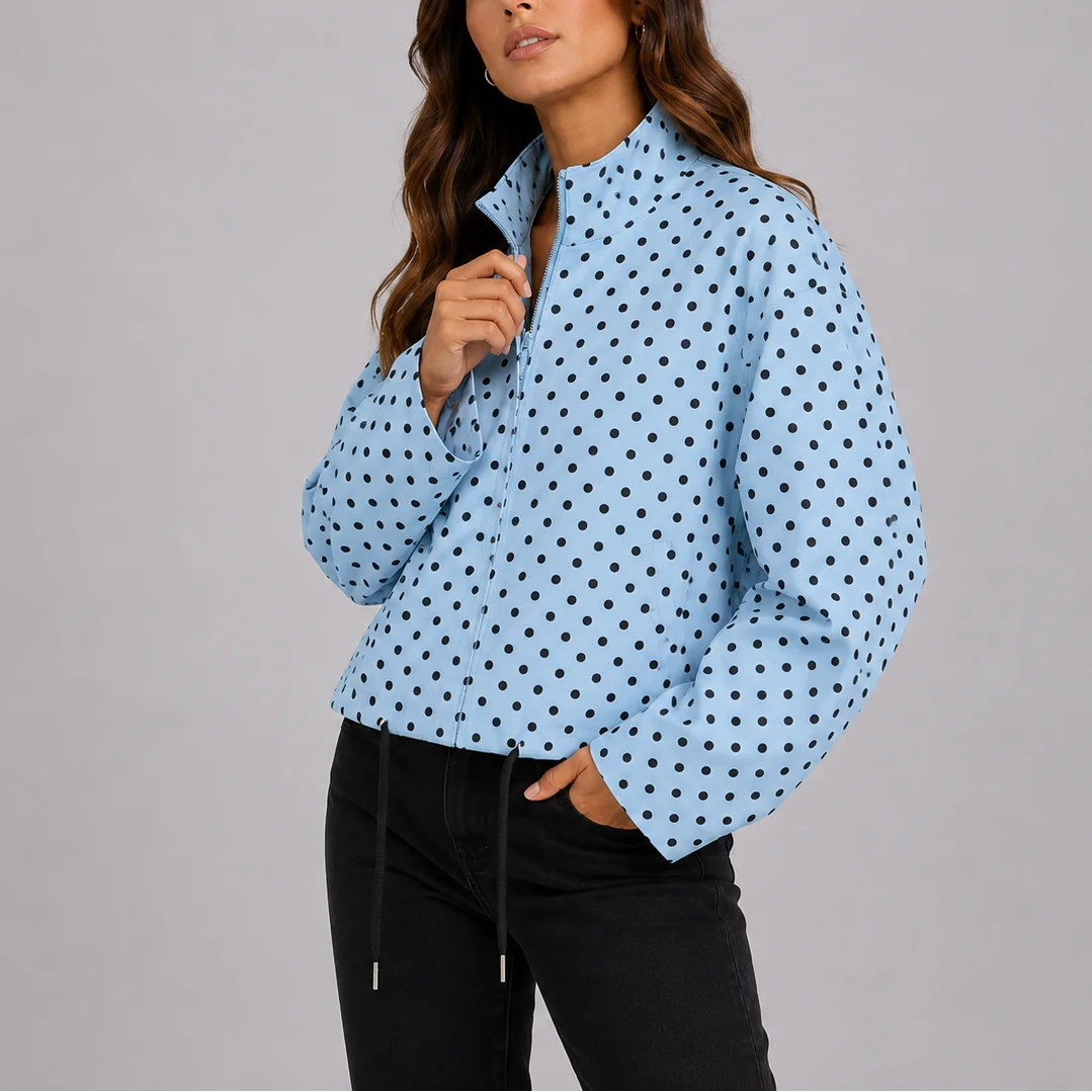 Women's Polka Dot Zip-Up Jacket