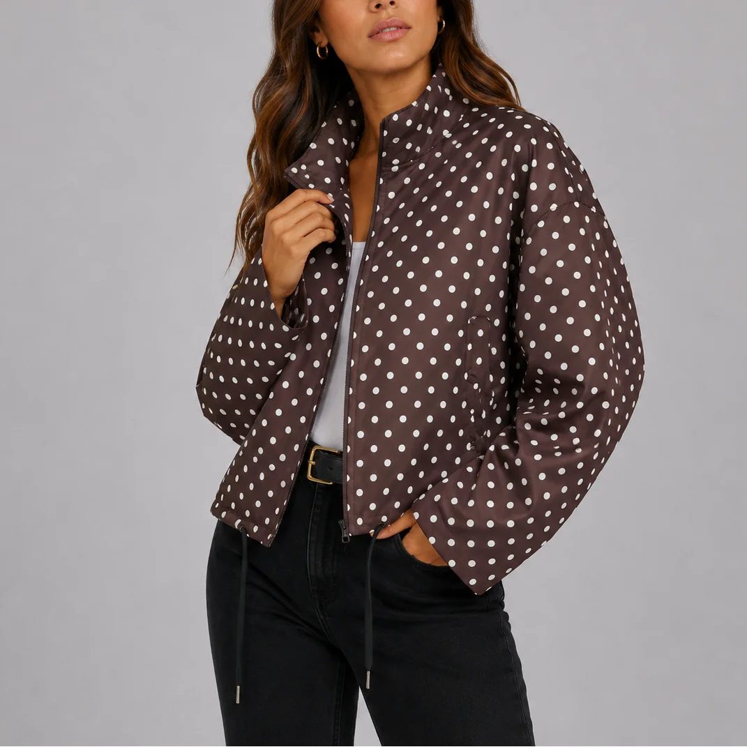 Women's Polka Dot Zip-Up Jacket