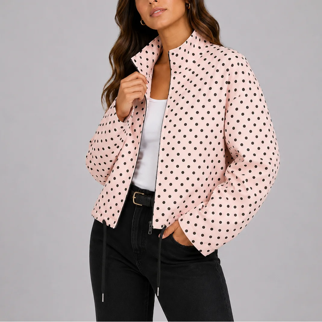 Women's Polka Dot Zip-Up Jacket