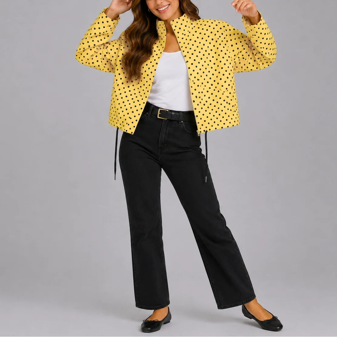 Women's Polka Dot Zip-Up Jacket