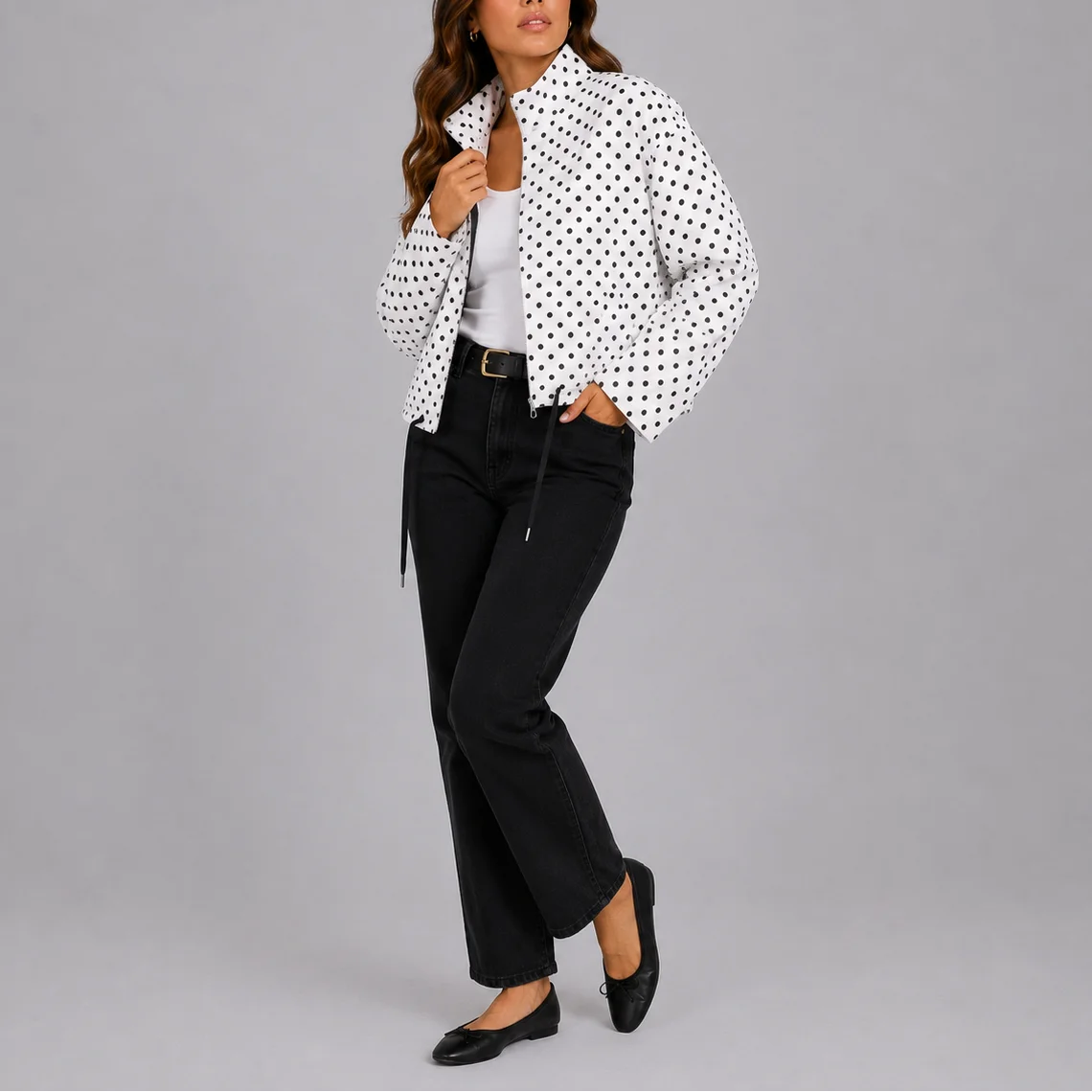 Women's Polka Dot Zip-Up Jacket