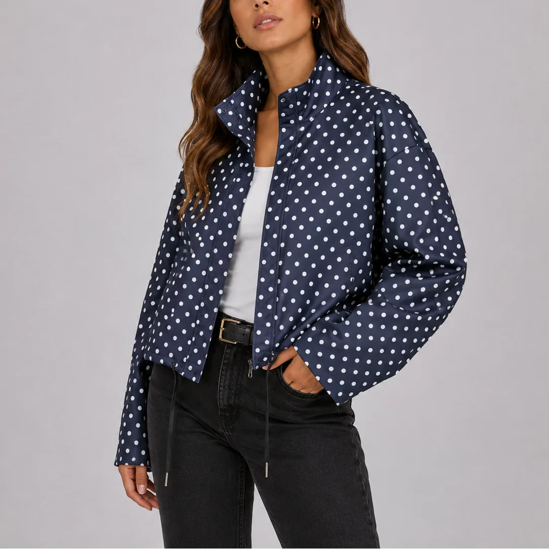 Women's Polka Dot Zip-Up Jacket