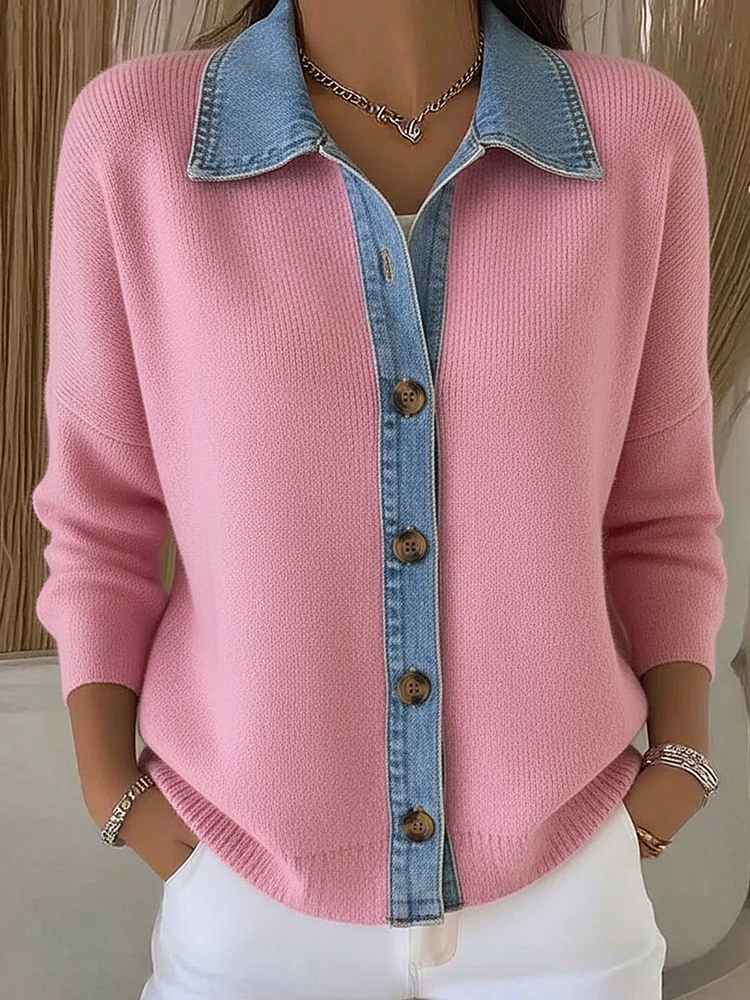 Women's Polo Collar Knit Cardigan