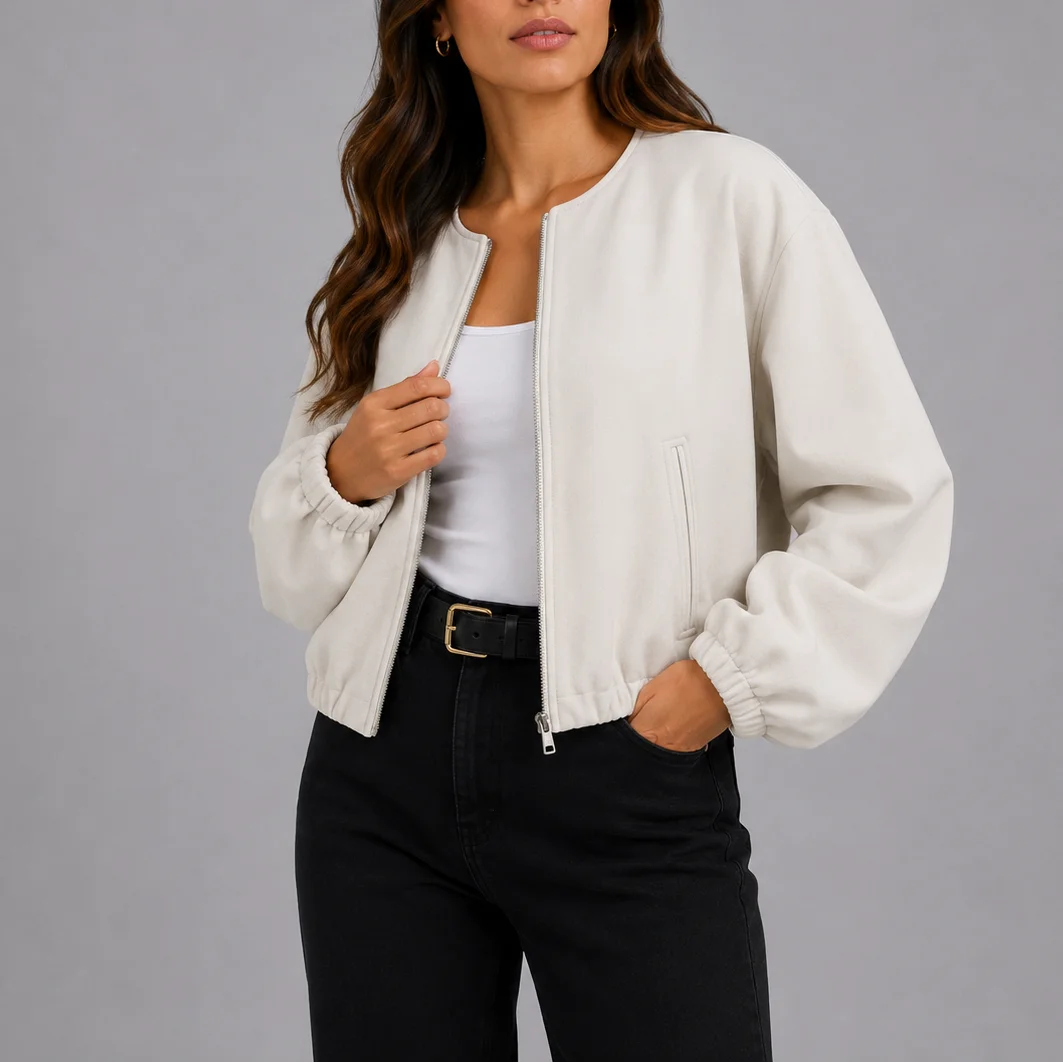 Women's Relaxed Zip-Up Bomber Jacket