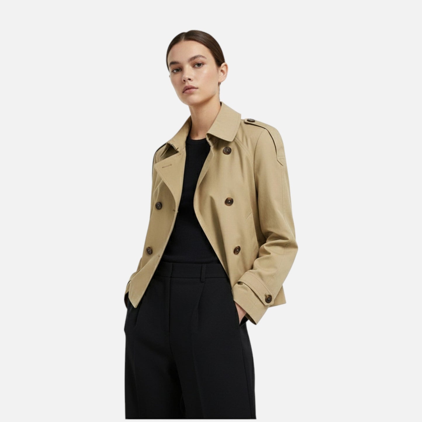 Women’s Short Double Breasted Trench Jacket