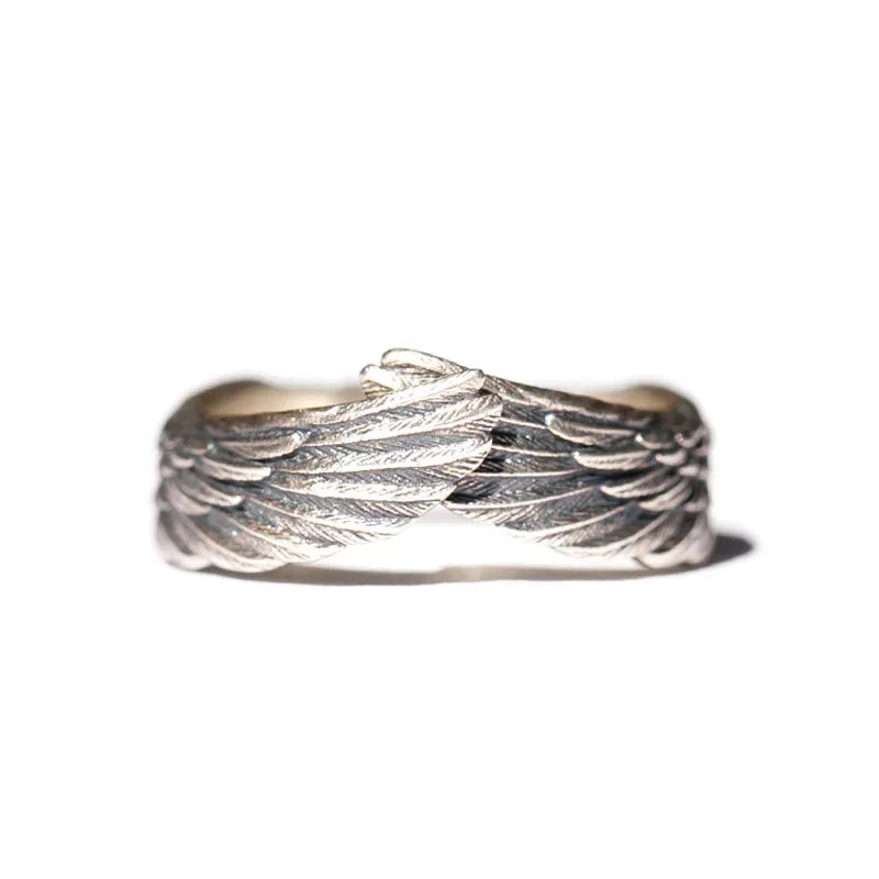 Women's Silver Angel Wing Adjustable Ring