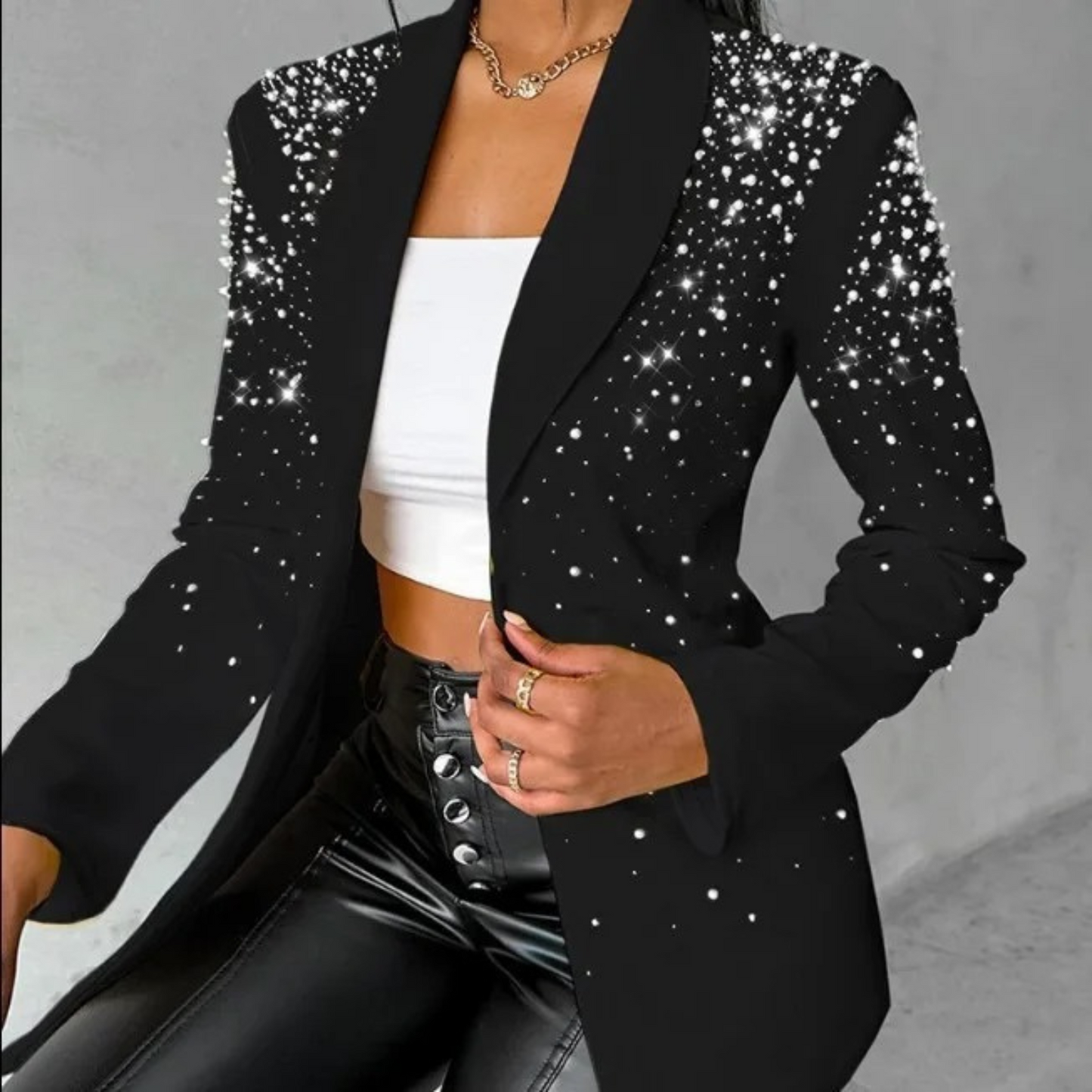 Women's Slim Fit Blazer With Pearl Details