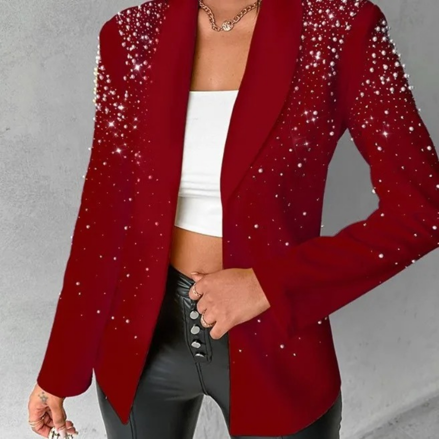 Women's Slim Fit Blazer With Pearl Details